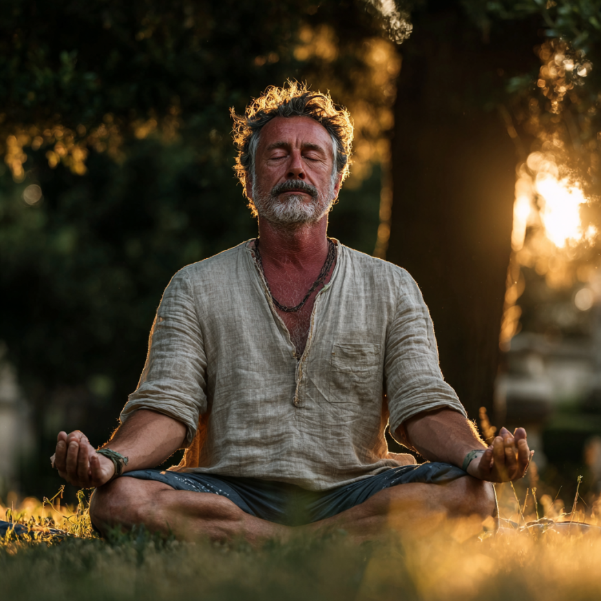 Інструктор йоги працює з літньою жінкою